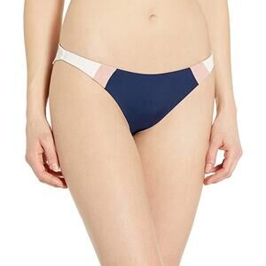 L*Space Pink Navy Blue Reversible Bikini Bottom LARGE Colorblock Cheeky $75 NEW